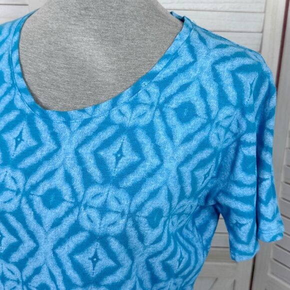 Fresh Produce Geometric Print Hemp Cotton Short Sleeve Shirt Blue Small - Picture 5 of 11